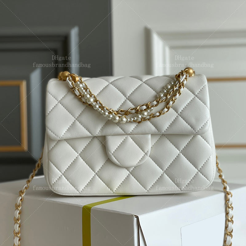 Pearl String Chain Flap Bag Designer Crossbody Bag 19.5CM 20A Mirror Quality Lambskin Bag Women Evening Bag With Box 24C02E