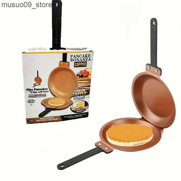 Other Cookware Double Side Frying Pan Green Non-stick Flip Frying Pan With Ceramic Coating Pancake Maker For Household Kitchen Cookware L240