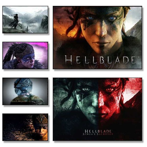 Hellblade Senuas Sacrif Horror Game Cover Poster Modern Video Game Canvas Painting Wall Art Picture for Game Ro Decor Y250122