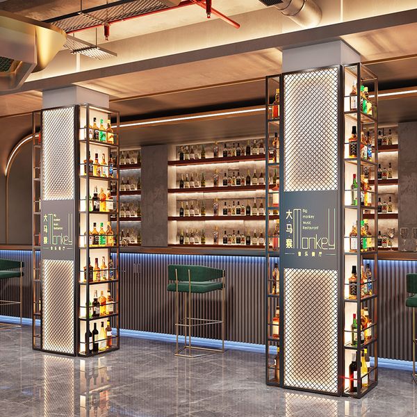 Commercial Bottle Display Cabinets Bar Storage Club Industrial Retail Wine Rack Modern Cellar Barra De Vino Hotel Furniture