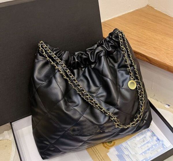 TOP Quality Luxury designers bag Bucket Bags handbag 32cm shopping Leather Tote Black white pink Purse Womens Gold Chain Shoulder Bag