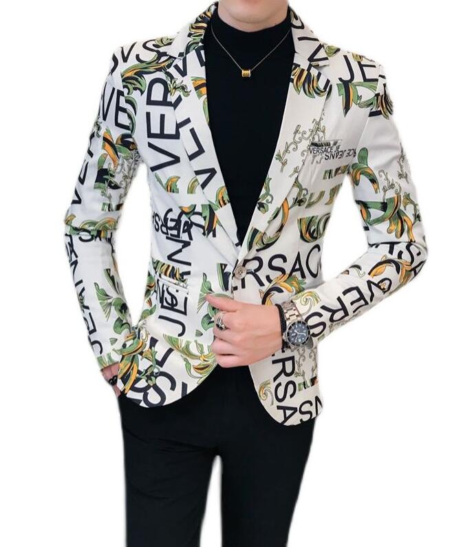 Western clothing mens luxury lapel Blazers Baroque designer autumn jackets slim patchwork Windbreaker coats Male dress suit Outerwear