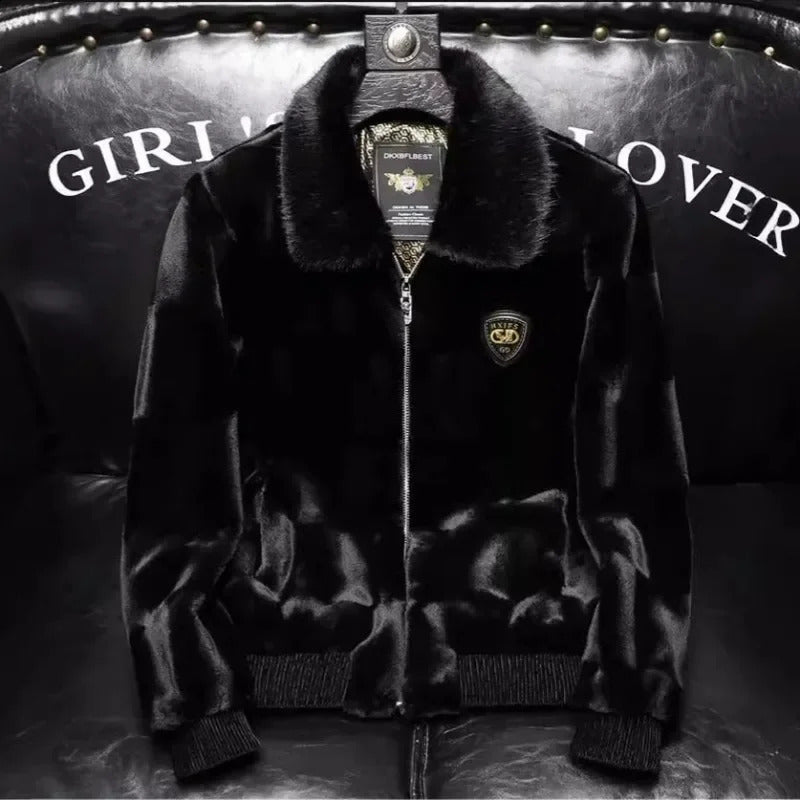 Winter Men Fur Collar Fluffy Jackets Man Fleece Warm Casual Coats Good Quality Male Slim Fit Size 5XL 240926