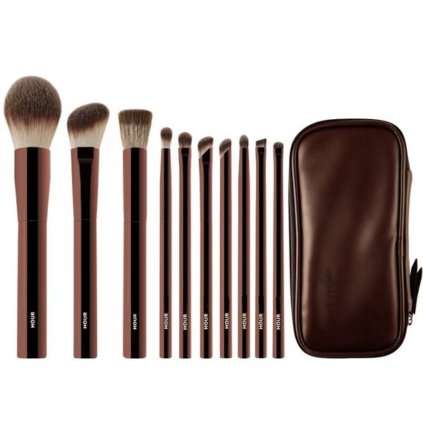 10pcs makeup brushes set hour glass usa brand eyeshadow Brushes Professional beauty tools animal hair skin-friendly brushes with bag