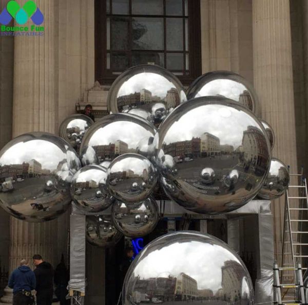 Attractive Silver Reflective Giant Inflatable Mirror Ball Decoration Outdoor Inflatable Mirror Spheres Hanging Balloon For Party Activities