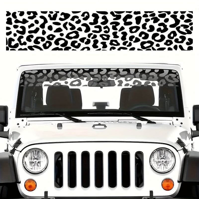 TEMU Stylish Leopard Print Car Windshield Decal - Self-adhesive Vinyl Sticker For Glass, Metal, Plastic & , , Easy Application, Modern Cars, Car