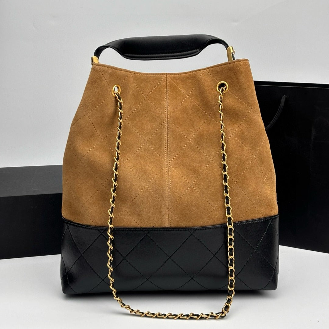 25A Designer Real Suede Leather Shoulder Bags Plaid Shopping Bag With Chain Belt Woman Luxury Handbag Vintage Hobo Genuine Leather Patchwork Classic