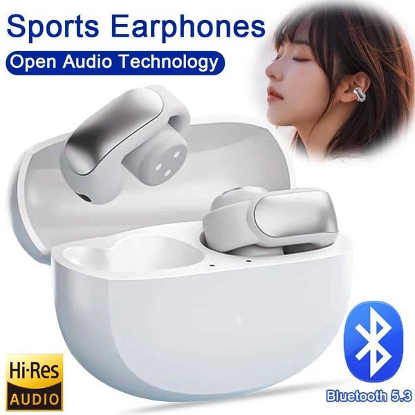 Cell Phone Earphones New V12 Wireless Earphones Bluetooth 5.3 Open Headsets Bone Conduction Sport Ear Clip Keys Operation Headphones with Mi