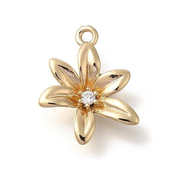 Fleur micro en laiton de placage en râtelier pavent pendentifs zircone cubique