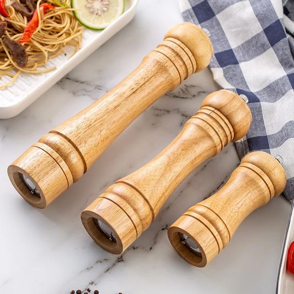 5810 Inch Solid Wood Salt and Pepper Mills Spice Grain Grinder with Adjustable Ceramic Grinding Core Kitchen Tools Mills 250211
