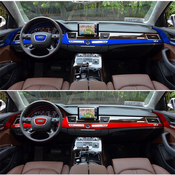 3D-5D Carbon Fiber Car-Stylin Interior Center Console Cover Color Change Molding Sticker Decals for Audi A8 D4 2011-2017