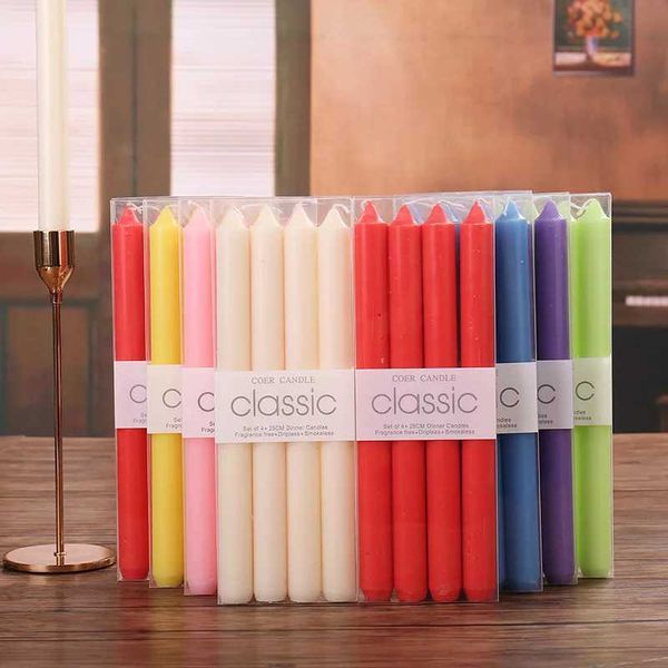 10 Long decorated candles European style classic smokeless candles white candle for home decor hotel table decoration candle Y240815