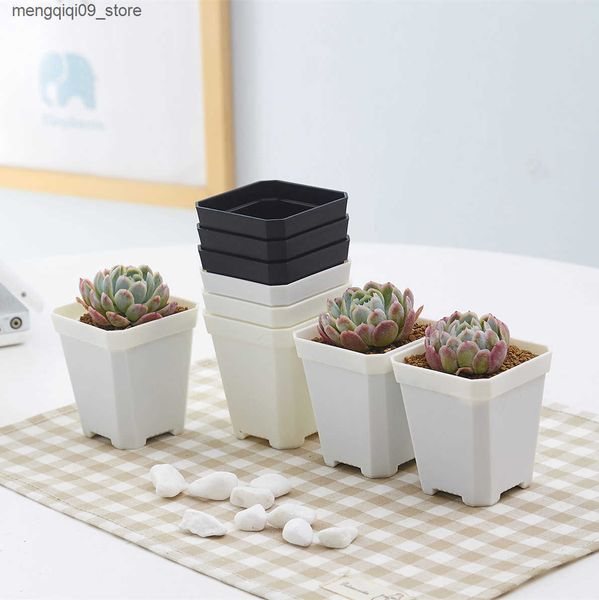 Planters Pots Succulent flowerpot plastic small white square thickened white small square flowerpot seedling pot leaf insertion pot succulen