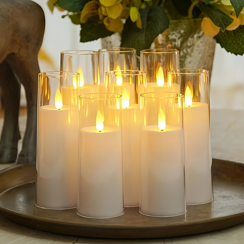 TEMU 9pcs Flameless Candles, Battery Operated Pillar Candles With Remote And Timer, Suitable For Table Fireplace Decorations, Table Centerpieces,