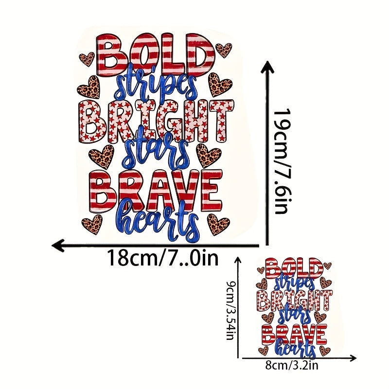 TEMU 2pcs Patriotic Heat Transfer Vinyl Decals - Stripes, , Design With Red, White, Black & Sky Blue Colors - Durable Polyester Iron-on Patches For