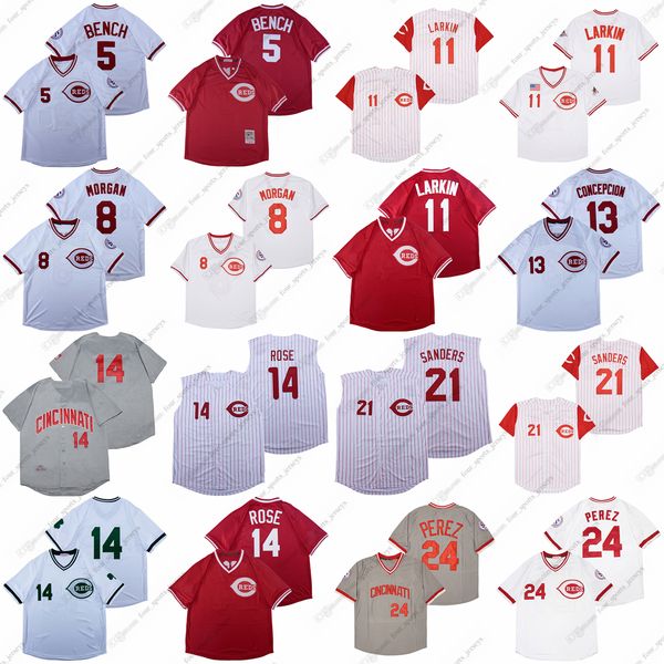 Baseball Legends Throwback Jerseys Bench Morgan Larkin Concepcion Rose Sabo Sanders Perez Griffey Aaron
