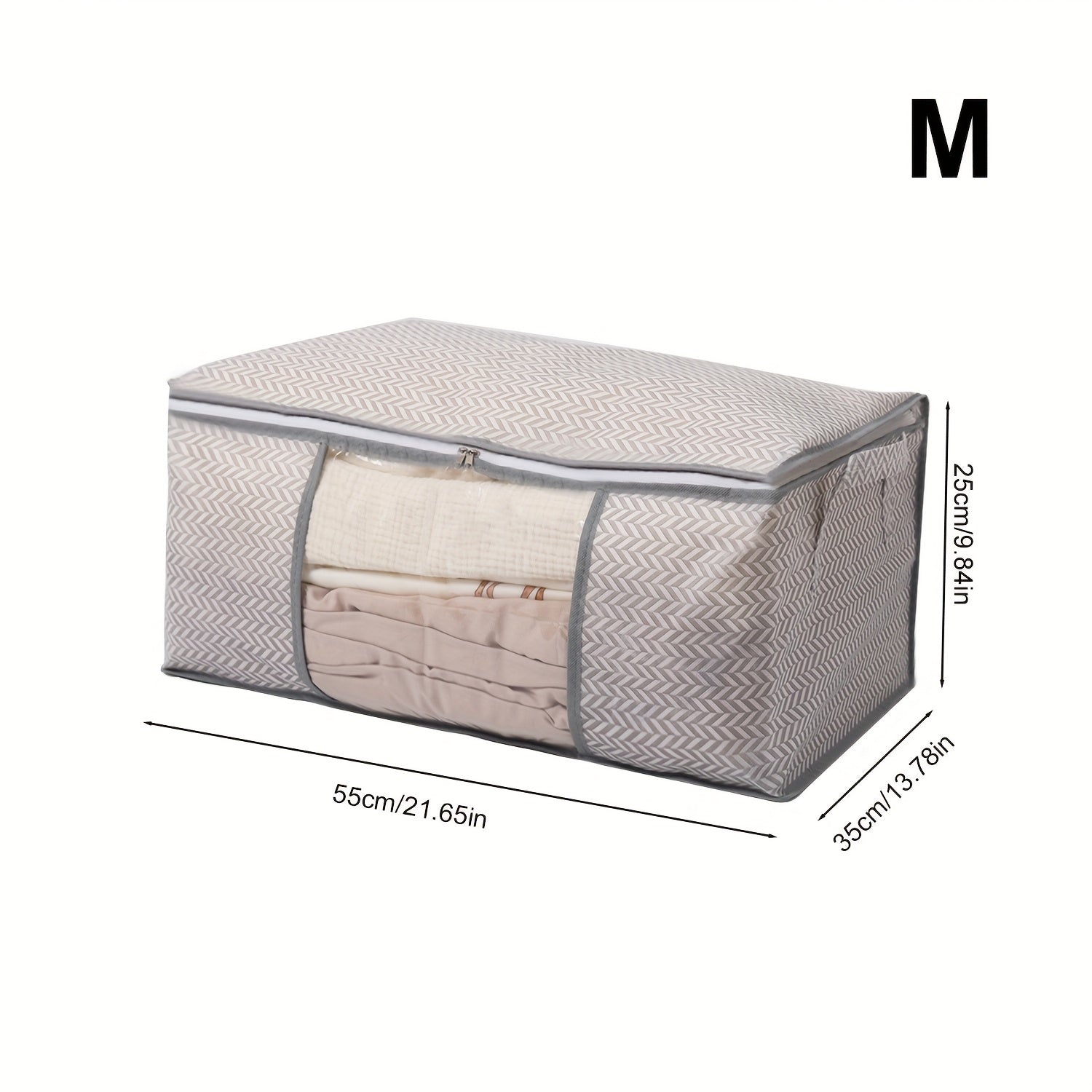 TEMU 1 Pack Extra Large Storage Bags With Clear Window & Reinforced Handles - Durable Fabric Organizer For Blankets, Comforters, Pillows, Bedding -