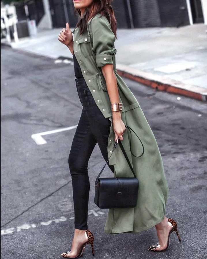 Womens Fashion Pocket Design Buttoned Drawstring Coat Street Trendsetters Female Clothing 2024 Autumn New Women Jacket CardiganX240921