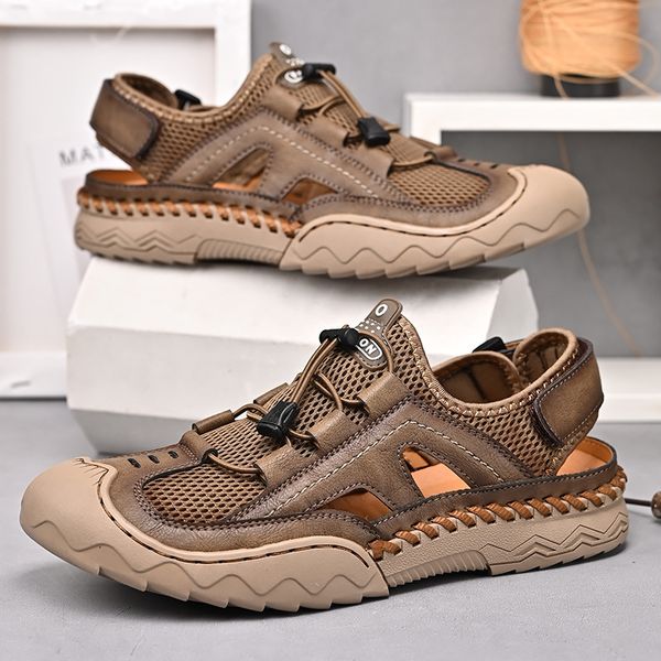 New Mens Summer Breathable Mesh Outdoor Casual Lightweight Beach Sandals Fashion Men Shoes Large Size 38-46 e12d