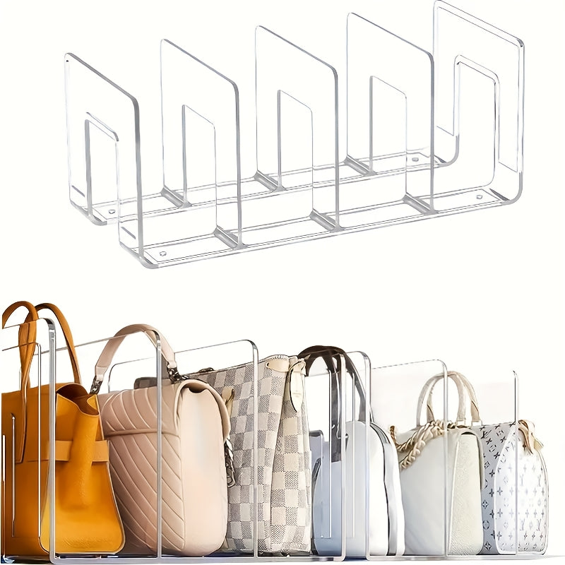 TEMU Clear Acrylic Handbag Organizer With 4 Compartments – Space-saving Storage For Purses, Bags & Accessories, Durable Abs Material, For Easy
