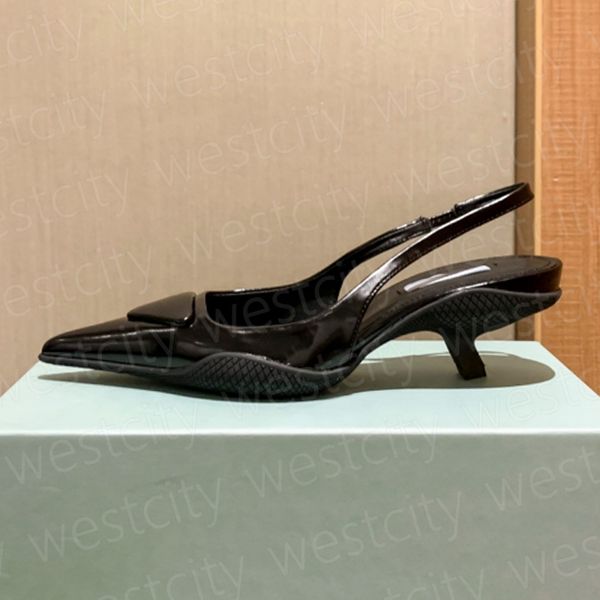 With Box Designer Heels Women Shoes Brushed Leather Slingback High-Heeled Pumps Womens Loafers Fashion Dress Shoes Wedding Party Shoes Summe