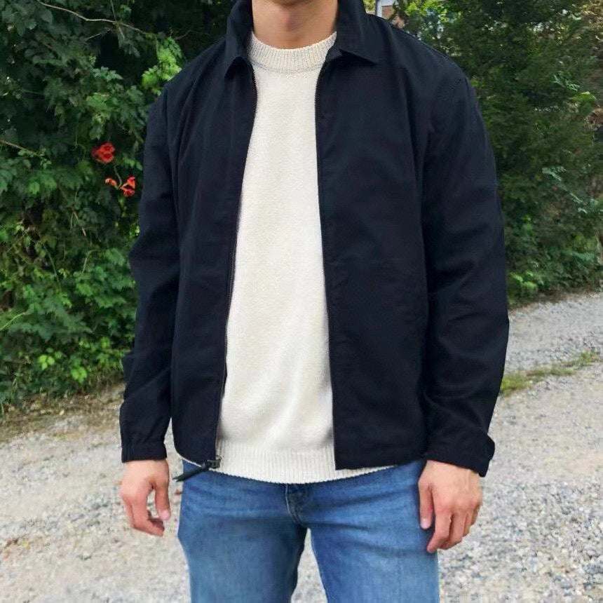 Mens Leather Style Workwear Jacket Small Horse Logo Casual Zip Up Coat Vintage Utility Outerwear Khaki Bomber Look with Designer Streetwear Fashion