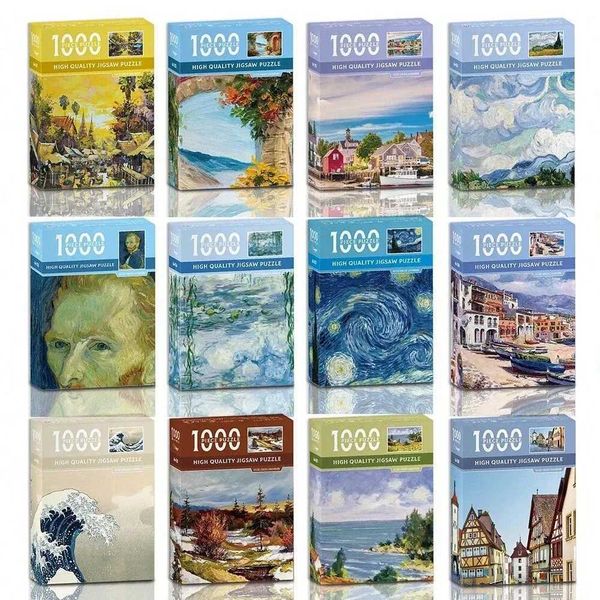 38*26cm Mini Jigsaw Puzzle 1000 Pieces for Adults Famous Oil Painting Van Gogh Puzzle Christmas Gift Toy Educational Toys LX241024