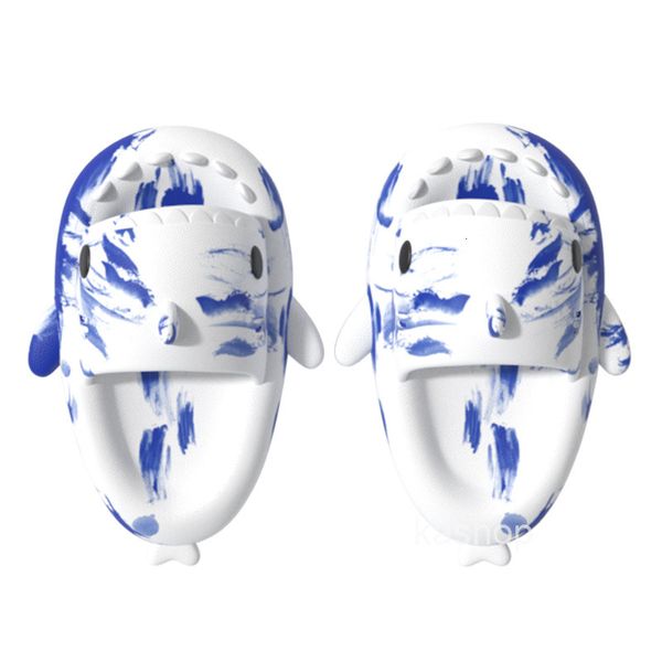 Summer Shark Slippers For Women Men Couples Indoor Outdoor Shark Slides Thick Soled Shoes Kids Sandals Gradient Flip Flops