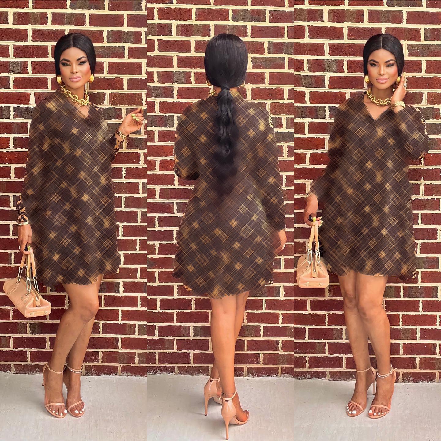 Vintage Printed Dress Women&#039;s Floral Dresses Summer Autumn Office Ladies Elegant Slim Empire Waist A-Line Party Frock One-piece Skirt Blouses C