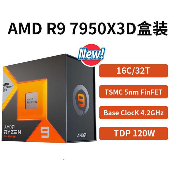 New AMD RYZEN 9 7950X3D Gaming Processor 16-Core 32-Thread CPU 5NM 120W Socket AM5