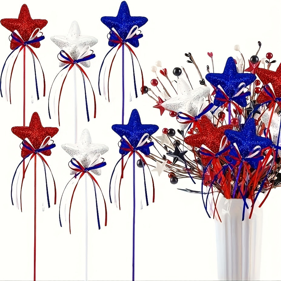 TEMU 6pcs Classic Patriotic Foam Star Garland With Ribbon, 3d Stereoscopic, , With Tabletop Decoration, For Day, , , Memorial Day Party, Multipurpose