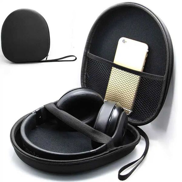Headphone Carrying Case Shockproof Headset Pouch Capacity Handheld Earphone Container Company Travel Supplies Black Y240810