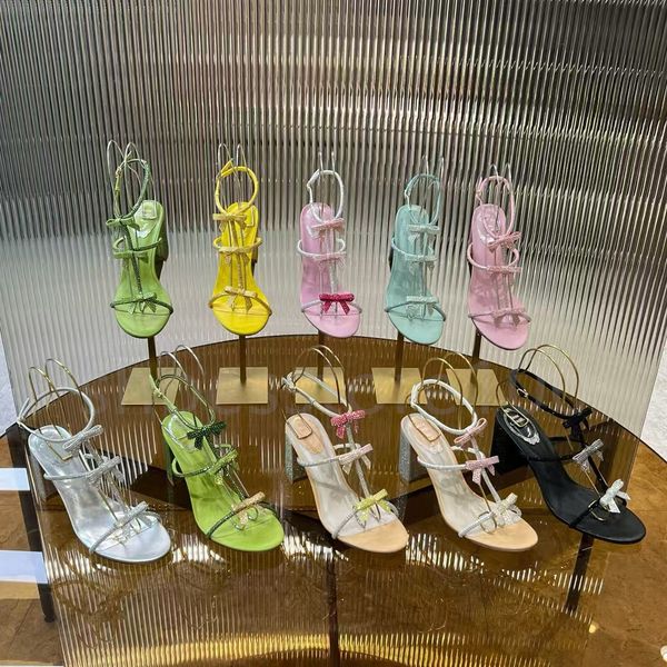 butterfly crystal decorative high sandals stiletto women evening dress shoes 7.5cm Serpentine Wraparound luxury designer women&#039;s high h