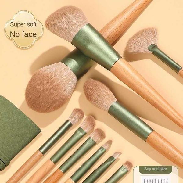 Makeup Brushes Qingluo 12 piece makeup set Cangzhou hair novice affordable foundation make-up powder blusher eye shadow brush super soft G24