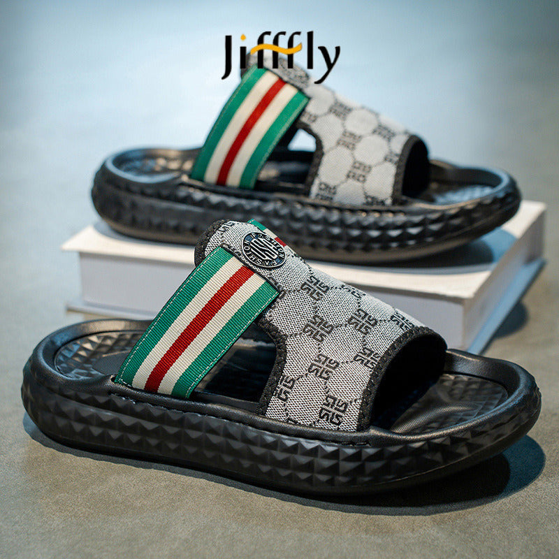 Jifffly Designer Man sandals Fashionable Classic Simple Men&#039;s air-cushioned slippers Letter Outdoor Casual Flat Bottom Slide Sports beach sanda