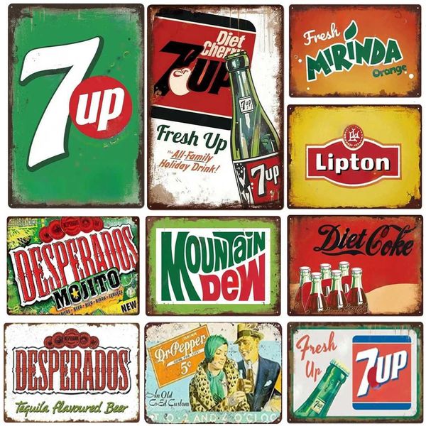 Pepper Lipton Soda Drink Signs Decor Plaque Vintage Art Poster Metal Tin Sign Wall Plate Tinplate Signs Bar Cafe Home DecorationXJ241010
