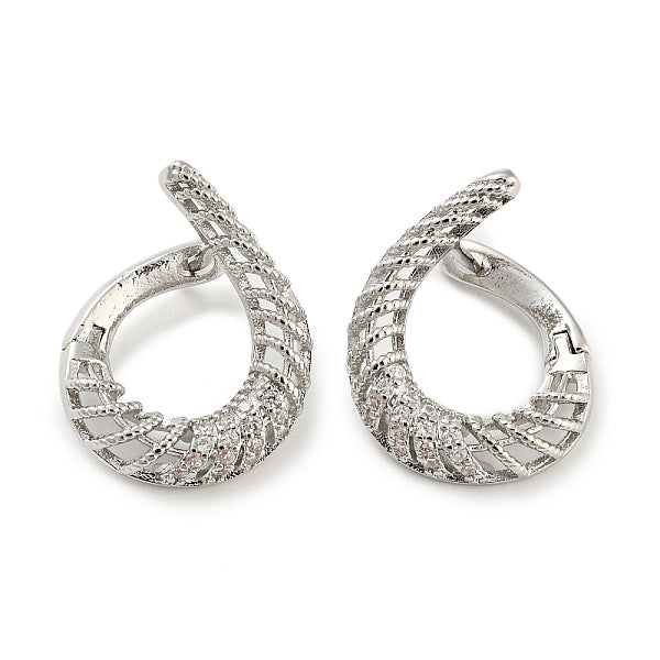 Laiton placage en rack avec boucles d'oreilles créoles en zircone cubique pour femmes