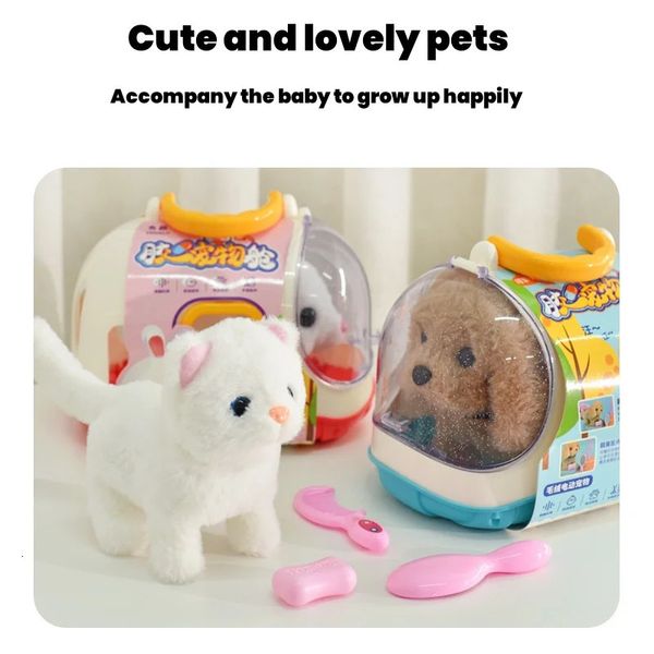 Plush Puppy Toy Electronic Interactive Pet Dog Walking Barking istic Stuffed Animal Pretend Play Set for Children Girls 241216