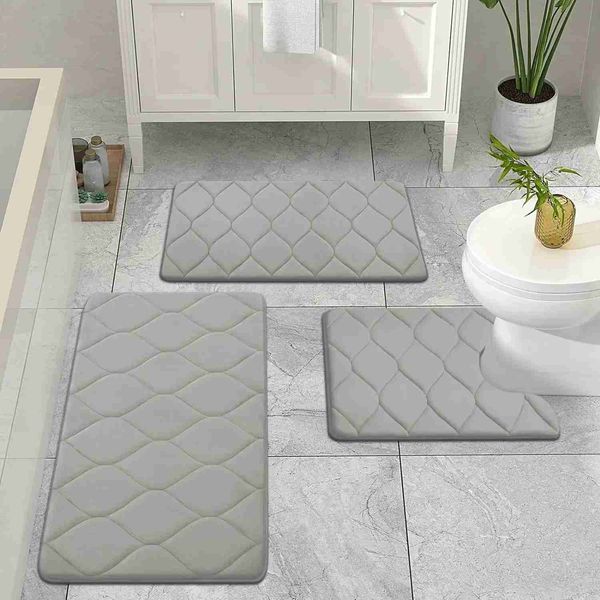 Soft Memory Foam Bath Carpet Sponge Washable Floor Velvet Carpet Bathroom Absorbent Floor Mats Bathroom Non-slip Foot MatsXJ240807