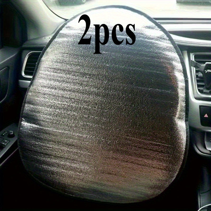 TEMU 2pcs Car Steering Wheel Sunshade Covers - Heat Insulation & Protection, Uv-blocking Steering Wheel Covers With Non-slip Grip, Vehicles, Vehicle