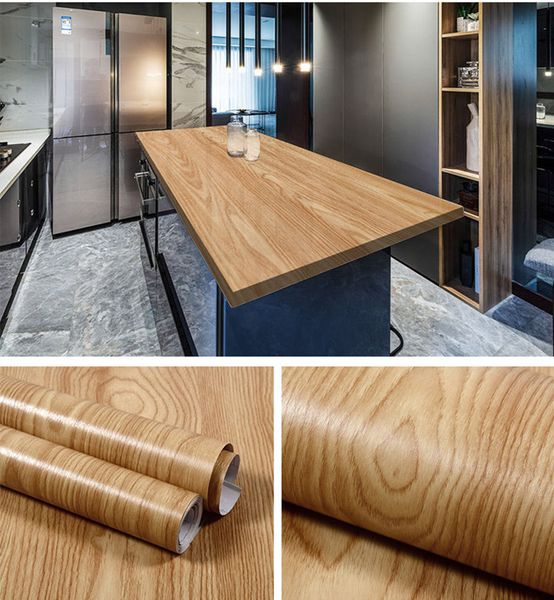 5M-10M Wood PVC Wallpaper Grain Home Decor Furniture Waterproof Vinyl Wall Sticker Self Adhesive Kitchen Cabinet Door Sticker