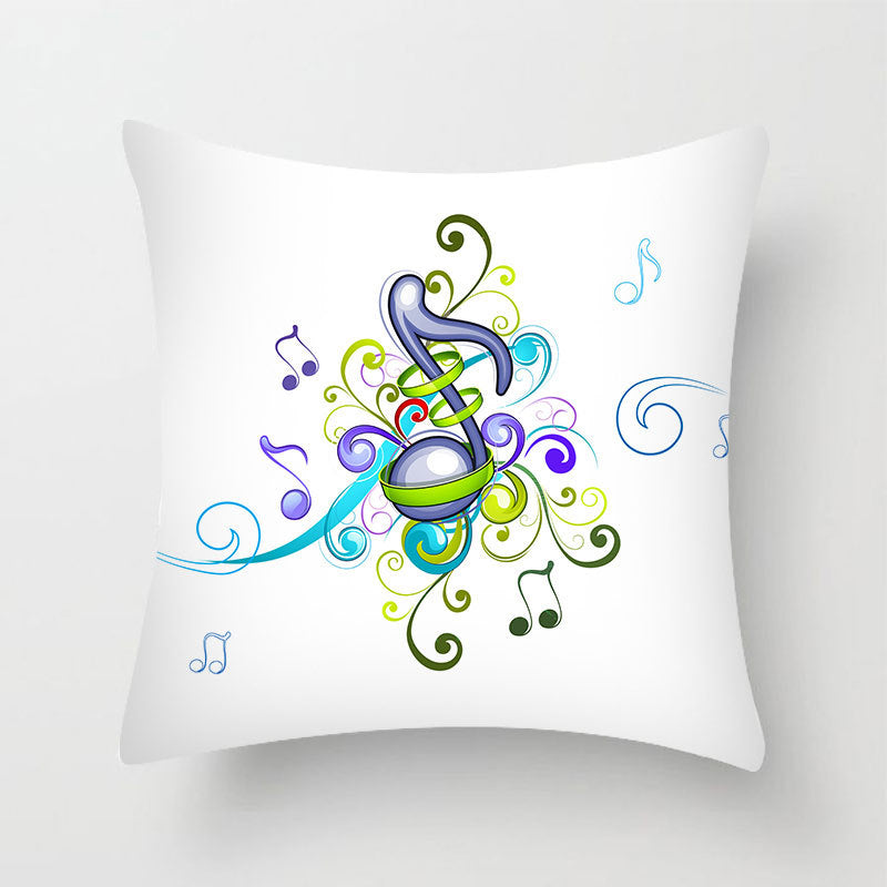 Pillowcase Cartoon Musical Notes Peach Skin Cushion Covers 18X18 Customize Pillow Case