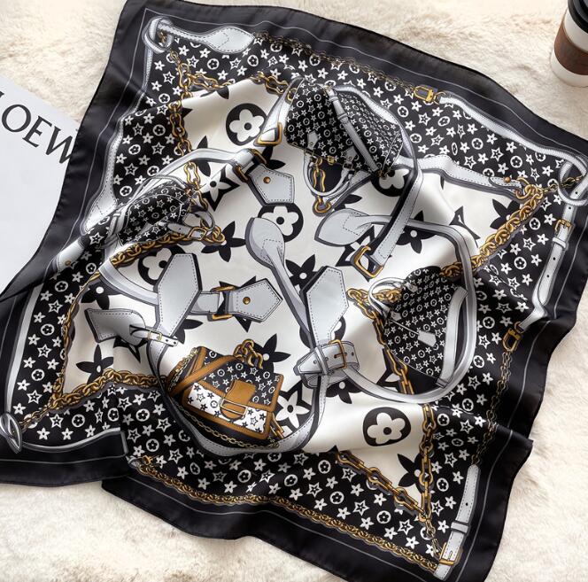 70-70cm Designer Letters Floral Silk Scarf Headband for Women Fashion Long Handle Bag Scarves Paris Shoulder Tote Luggage Ribbon Head Wraps