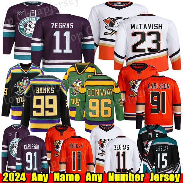 #11 Trevor Zegras Anaheim hockey jersey #91 Leo Carlsson Troy Terry Ryan Getzlaf John Gibson Fowler Paul Kariya Charlie Conway Mason McTavis
