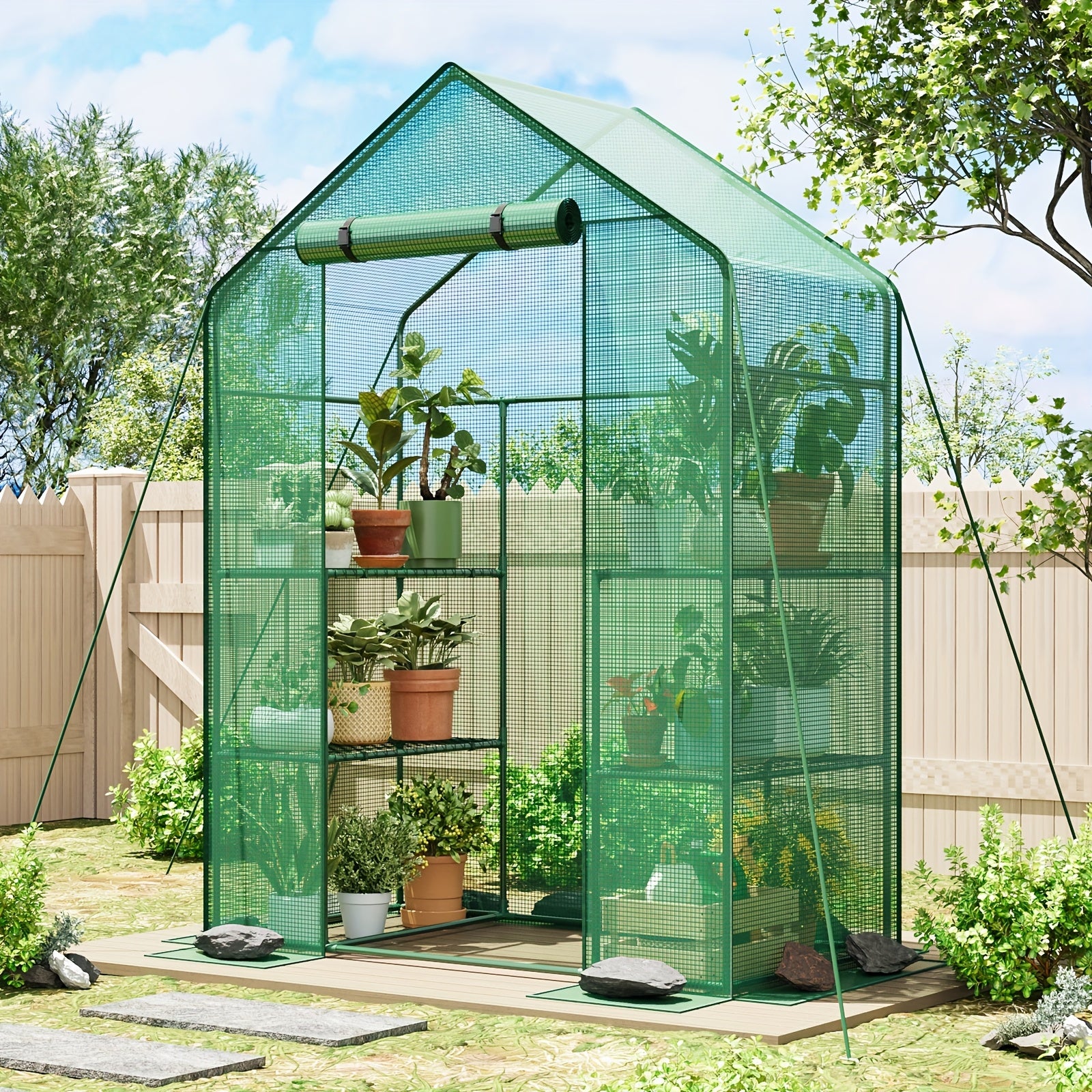 TEMU Whonline 3-tier Mini Greenhouse For Outdoor, & Watering, Heavy Duty Greenhouse, Portable Walk House For Seasonal Decoration Care, Gardening