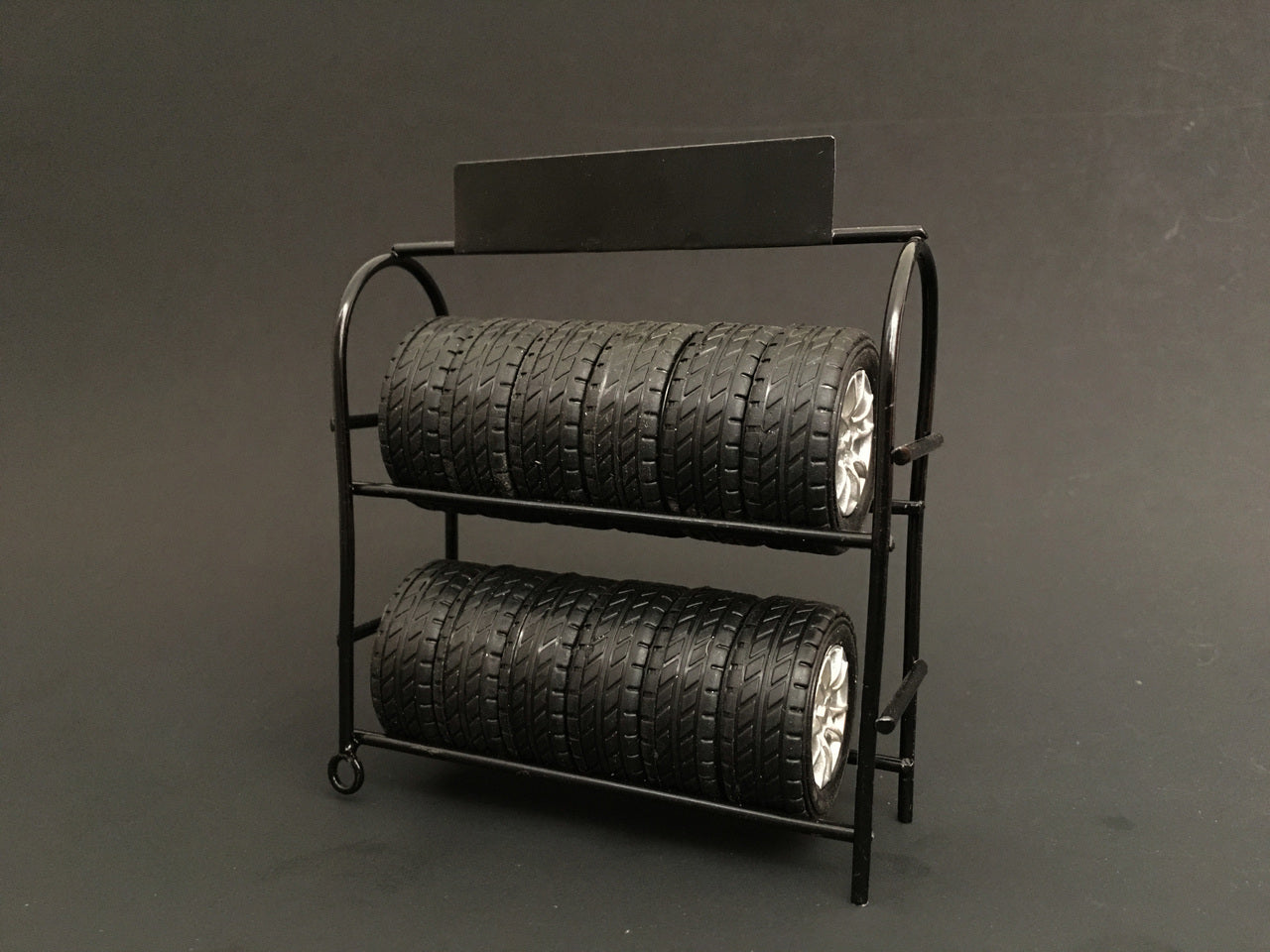 Metal Tire Rack with Rims and Tires for 1-24 Scale Models by American Diorama