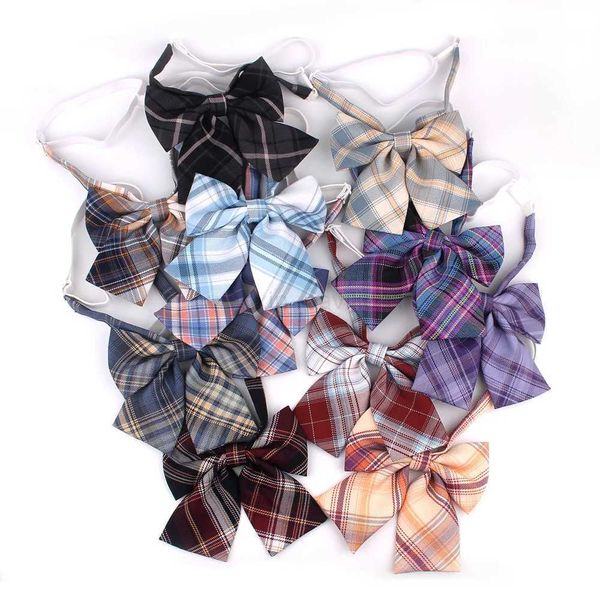 New Students Plaid Bowtie Cotton Bow tie For Women Uniform Collar Butterf Bowknot Adult Check Bow Ties Cravats Girls BowtiesXJ240717