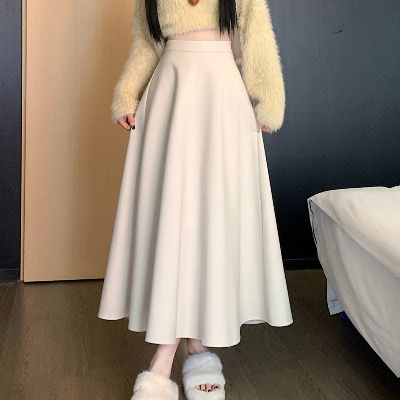 Large size high waist umbrella skirt half skirt women&#039;s slim all-match long swing skirt