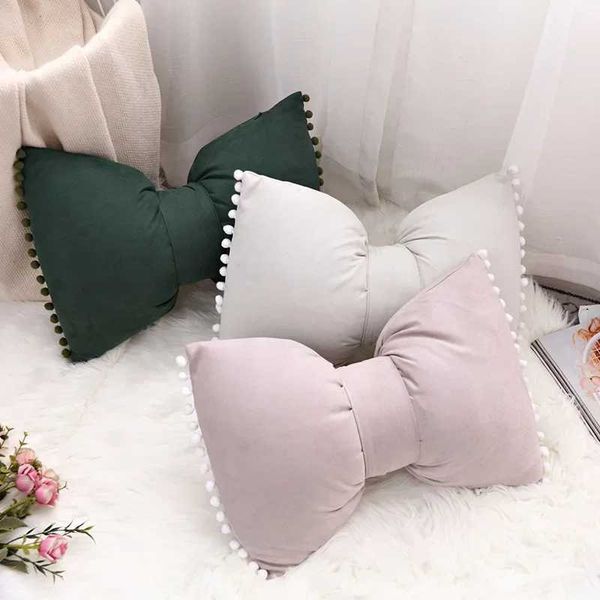 Solid color cute princess soft cushion cover candy colored bow pillow box bay window throw pillow box living room sofa home decoration X2410