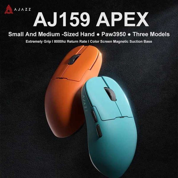 Mice PYLV X AJAZZ AJ159 APEX Wireless Bluetooth Tri-Model Mouse RGB Magnetic Charging Dock PAW3950 30kDPI Low Latency Gaming Mouse H241122